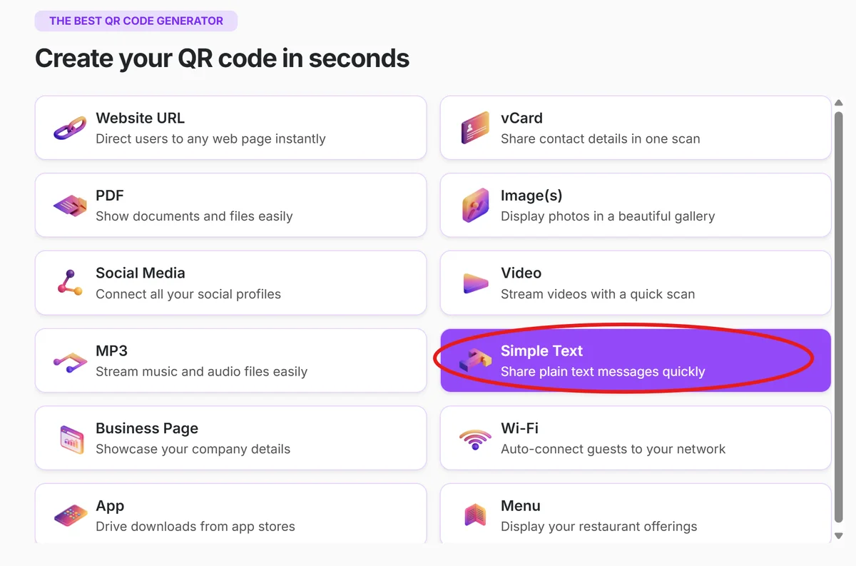 Open the SMS QR generator